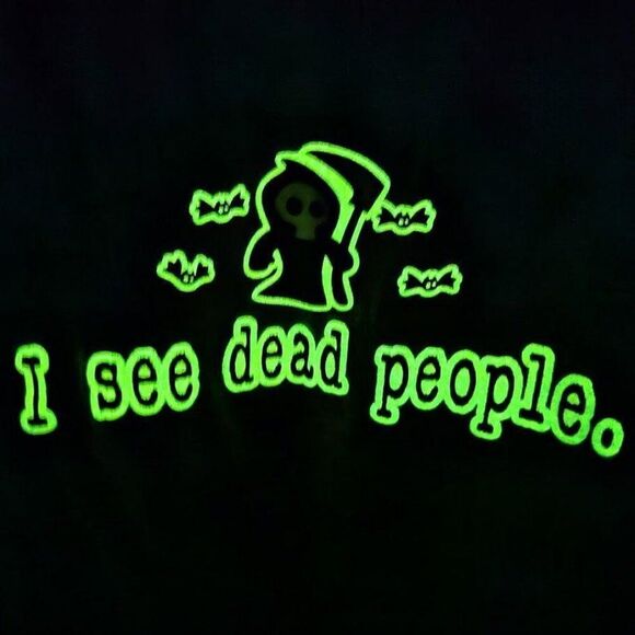 Vintage I See Dead People T Shirt Mens Size XL Gray Y2K Glow In The Dark - Picture 3 of 7